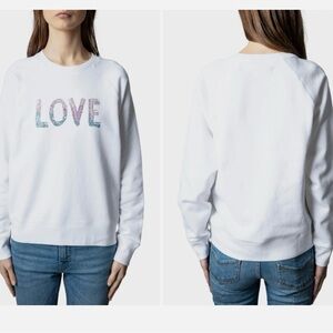 NEW Zadig & Voltaire Upper Love Strass Graphic Sweatshirt